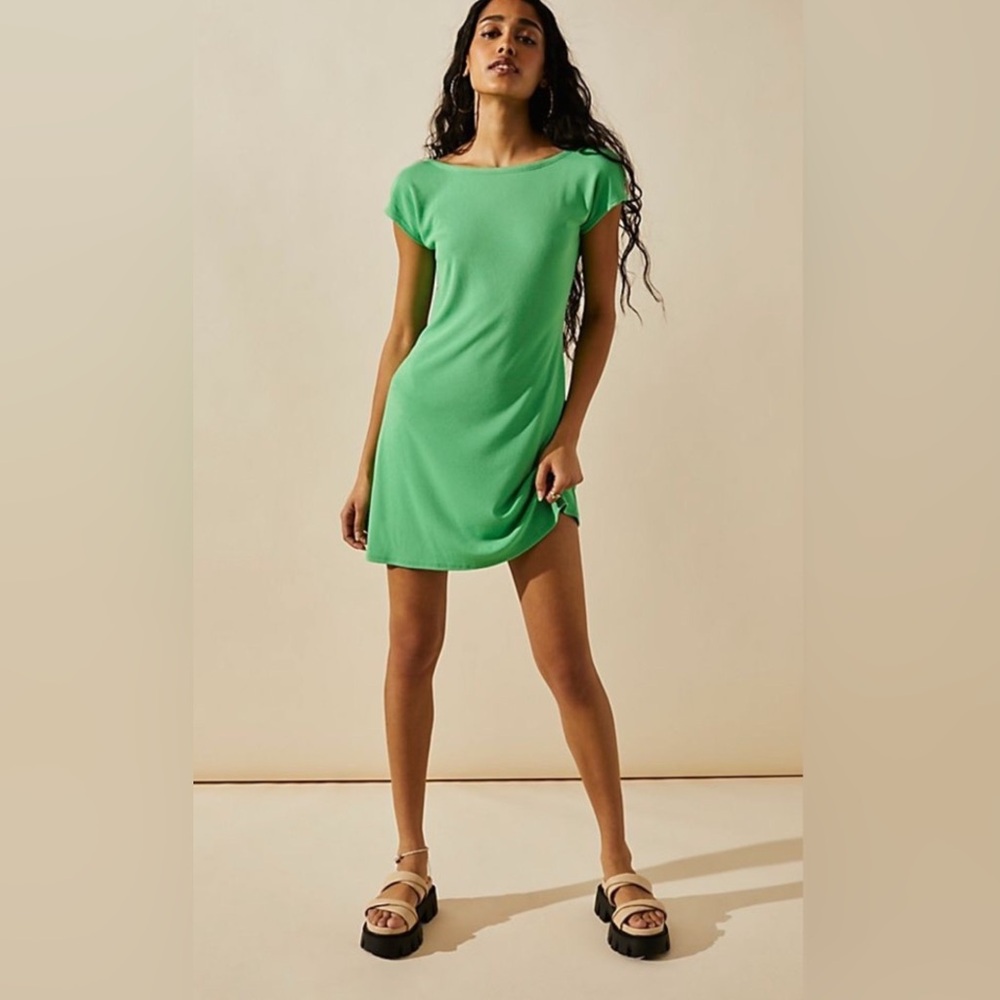 Free People FP Beach Rosalia Low Back Mini Green Dress